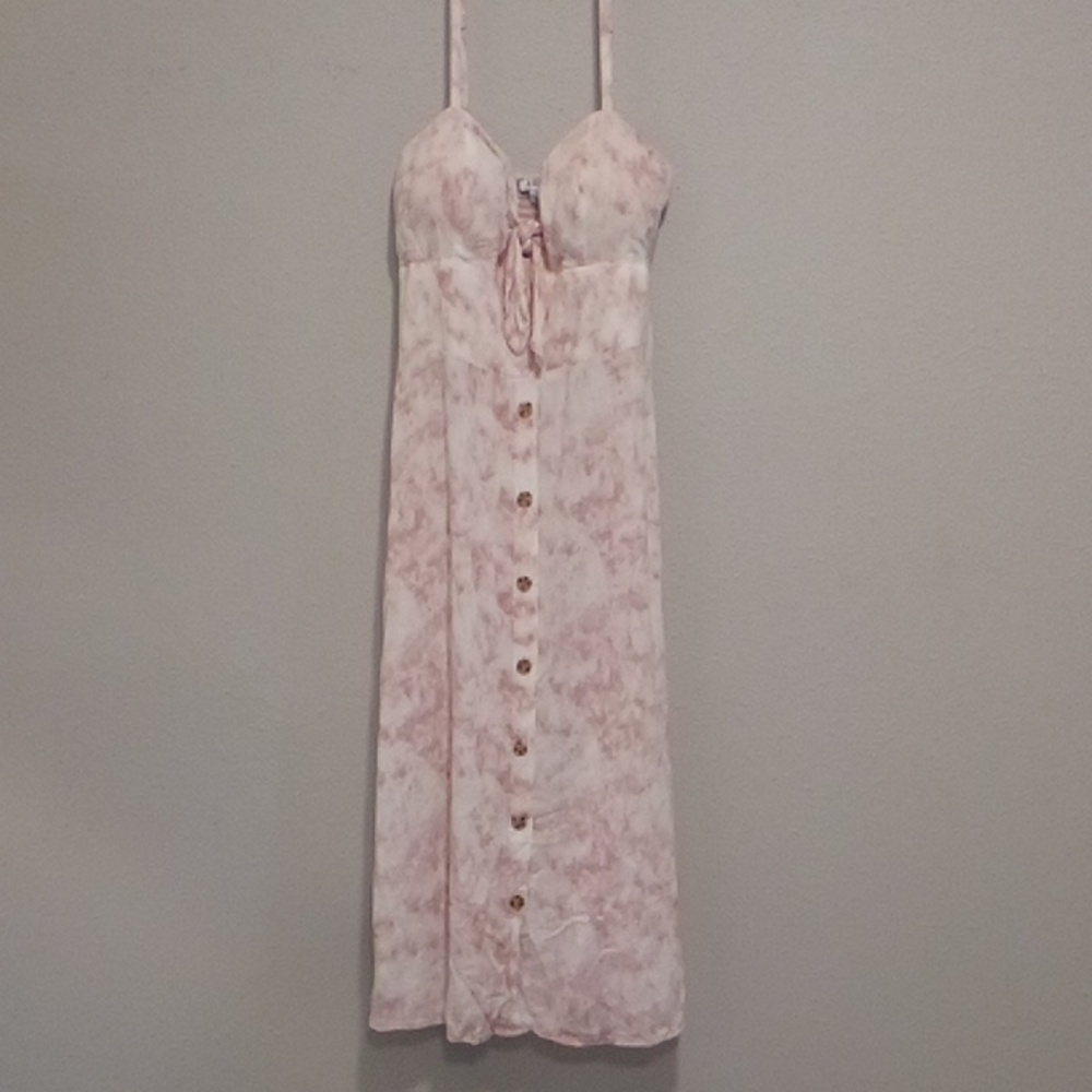 Pink whitewash dress, size L, spaghetti strap